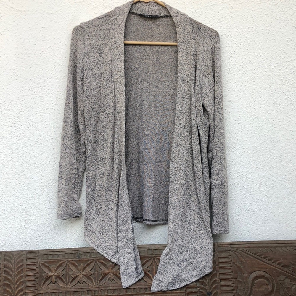 Pinc beige & grey heathered open front cardigan